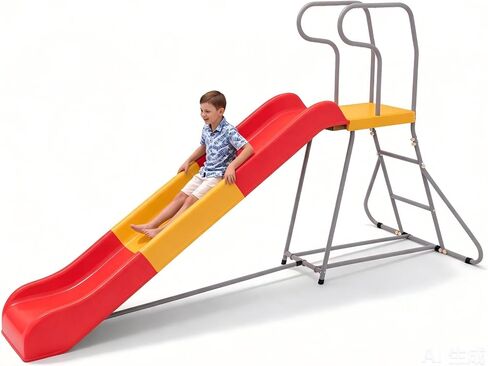 Mersco 8.2Ft Water Slide for Kids, Outdoor & Indoor Freestanding Slide with Water Pipe & Stairs, Heavy Duty Playground Equipment - Playground Slide for Pool Side & Garden, Lawn, Ages 3-10 in Kuwait