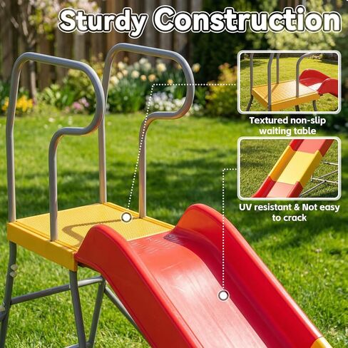 Mersco 8.2Ft Water Slide for Kids, Outdoor & Indoor Freestanding Slide with Water Pipe & Stairs, Heavy Duty Playground Equipment - Playground Slide for Pool Side & Garden, Lawn, Ages 3-10 in Kuwait