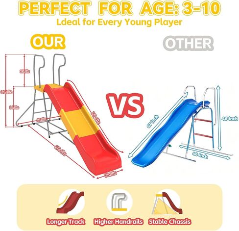Mersco 8.2Ft Water Slide for Kids, Outdoor & Indoor Freestanding Slide with Water Pipe & Stairs, Heavy Duty Playground Equipment - Playground Slide for Pool Side & Garden, Lawn, Ages 3-10 in Kuwait