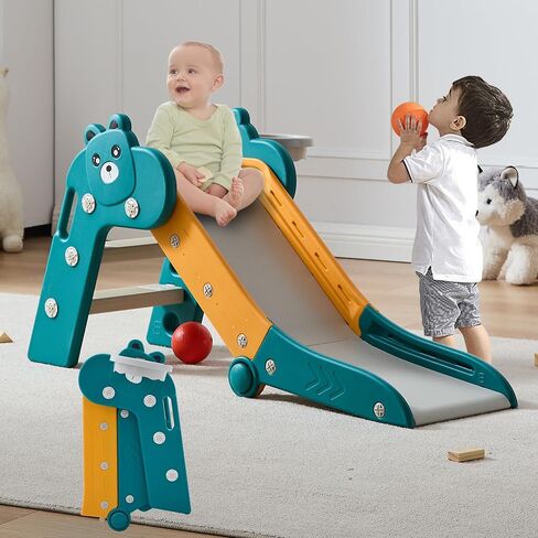 DOREROOM Toddler Slide, Foldable Indoor Slide for Ages 1-3, Blue & White in Saudi Arabia
