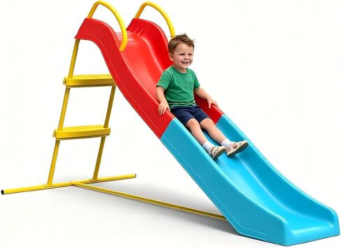 6FT Indoor Outdoor Slide with Water Pipe, Freestanding Slide with Stair Slide, Durable Water Slide - Playground Equipment for Backyard, Pool Side, Lawn & Garden, UV Protection, Ages 3-8 in Saudi Arabia