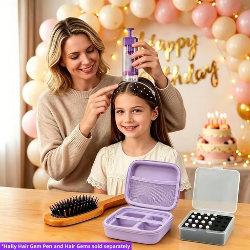 Storage Case for Hally Hair Gem Pen, 2-in-1 Hard EVA Travel Organizer with Removable PP Gem Box (Holds 360 Gems) for Gem Pen Applicator and Hair Gems (Only Case) (Purple) in Kuwait