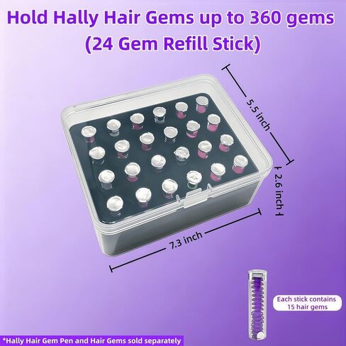 Storage Case for Hally Hair Gem Pen, 2-in-1 Hard EVA Travel Organizer with Removable PP Gem Box (Holds 360 Gems) for Gem Pen Applicator and Hair Gems (Only Case) (Purple) in Kuwait