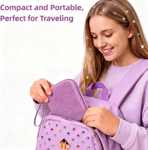 Storage Case for Hally Hair Gem Pen, 2-in-1 Hard EVA Travel Organizer with Removable PP Gem Box (Holds 360 Gems) for Gem Pen Applicator and Hair Gems (Only Case) (Purple) in Kuwait