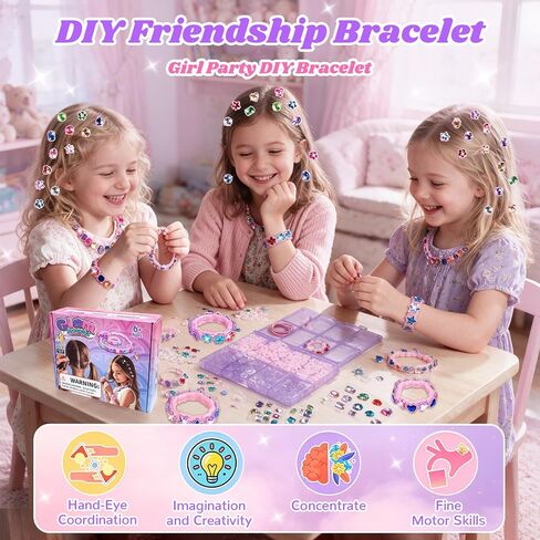 AOSITE Friendship Bracelet Making Kit for Girls 4-12, DIY Hair Gem Set Gift in Kuwait