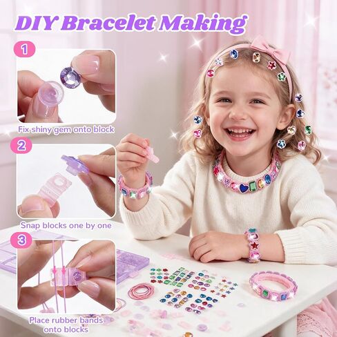 AOSITE Friendship Bracelet Making Kit for Girls 4-12, DIY Hair Gem Set Gift in Kuwait