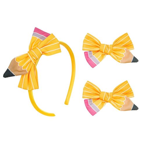 3Pcs Back to School Pencil Hair Bow Clips Headband Accessories for Girls in Kuwait