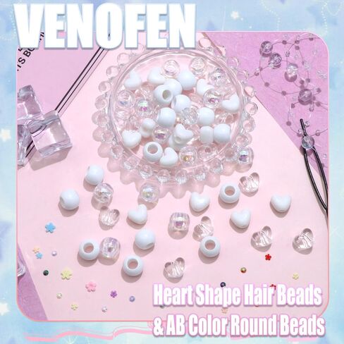 60PCS Hair Beads for Braids Pink Blue Heart Shape Loc Bead in Saudi Arabia