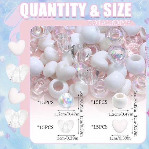 60PCS Hair Beads for Braids Pink Blue Heart Shape Loc Bead in Saudi Arabia