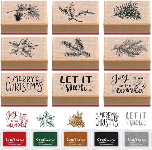Watersay 14 Pcs Christmas Rubber Stamps with Ink Pads,Elegant Style in Kuwait