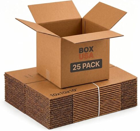 BOX USA Shipping Boxes Medium 10" L x 10" W x 10" H, 25-Pack | Corrugated Cardboard Box for Packing, Moving and Storage 101010 in Kuwait