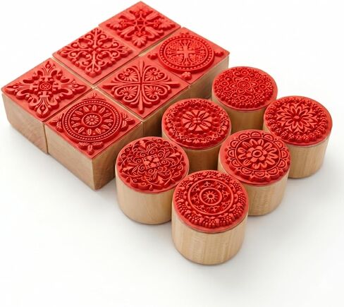 12Pcs Rubber Stamps Set Wooden Floral Pattern Decorative Embossing Stamper for Card Making, Scrapbooking Ink Stamping and Clay Pottery Crafting Supplies, DIY Arts, Journals in Saudi Arabia