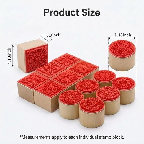 12Pcs Rubber Stamps Set Wooden Floral Pattern Decorative Embossing Stamper for Card Making, Scrapbooking Ink Stamping and Clay Pottery Crafting Supplies, DIY Arts, Journals in Saudi Arabia