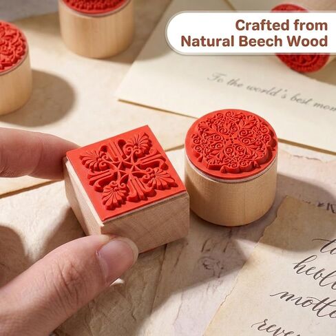 12Pcs Rubber Stamps Set Wooden Floral Pattern Decorative Embossing Stamper for Card Making, Scrapbooking Ink Stamping and Clay Pottery Crafting Supplies, DIY Arts, Journals in Saudi Arabia
