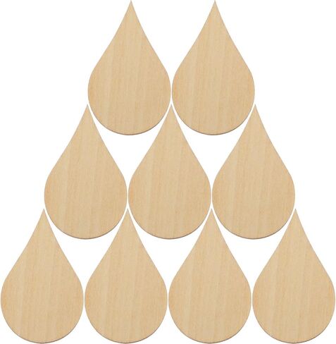 Water Drop Shape Wood Pieces, DIY Craft Ornaments 20pcs 50mm in Kuwait