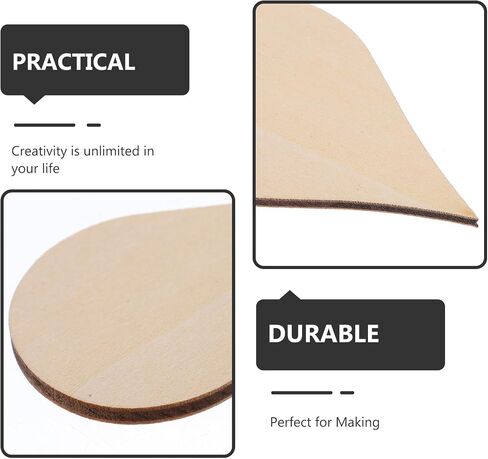 Water Drop Shape Wood Pieces, DIY Craft Ornaments 20pcs 50mm in Kuwait