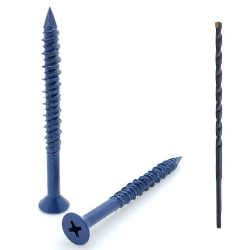 100 Qty 3/16" x 2-1/4" Flat Head Phillips Diamond Tip Concrete Screws to Anchor Masonry, Block & Brick (BCP482) in Kuwait