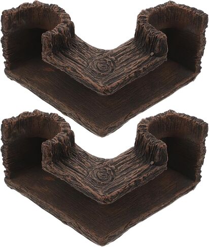 Ipetboom 2pcs Resin Wood-Like Fish Tank Cave for Corner, 5.12" X 2.76" in Kuwait