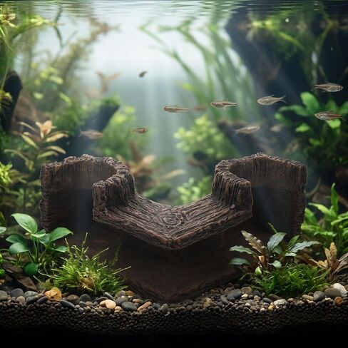 Ipetboom 2pcs Resin Wood-Like Fish Tank Cave for Corner, 5.12" X 2.76" in Kuwait