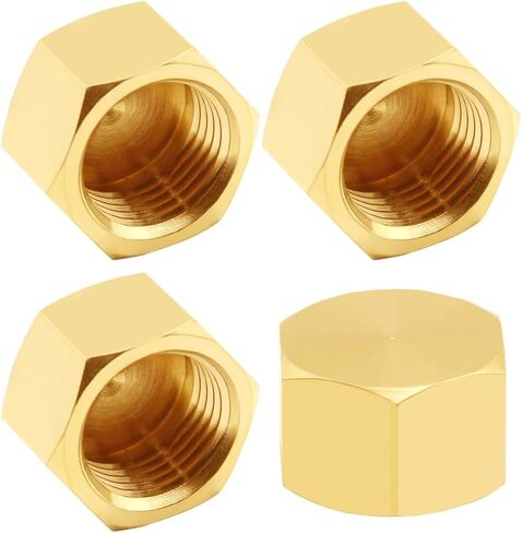4PCS Brass 3/4 Inch NPT Caps Outer Hex 3/4" NPT Female Thread Socket Pipe End Cap Plugs Fitting for Water/Oil/Gas in Kuwait