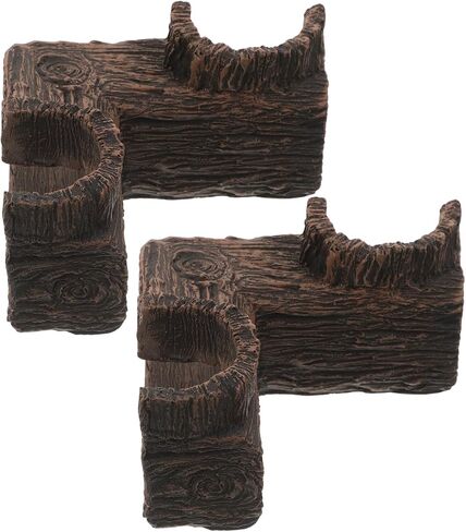 2pcs Aquarium Cave Hide Tunnel Resin Wood-Like Corner Shelter in Kuwait