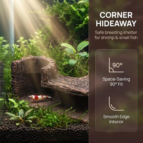 2pcs Aquarium Cave Hide Tunnel Resin Wood-Like Corner Shelter in Kuwait