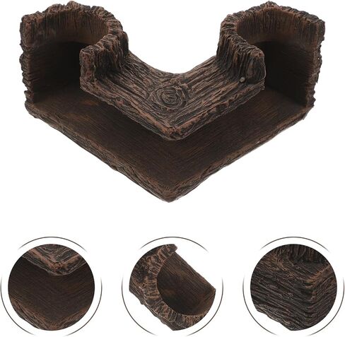 2pcs Aquarium Cave Hide Tunnel Resin Wood-Like Corner Shelter in Kuwait
