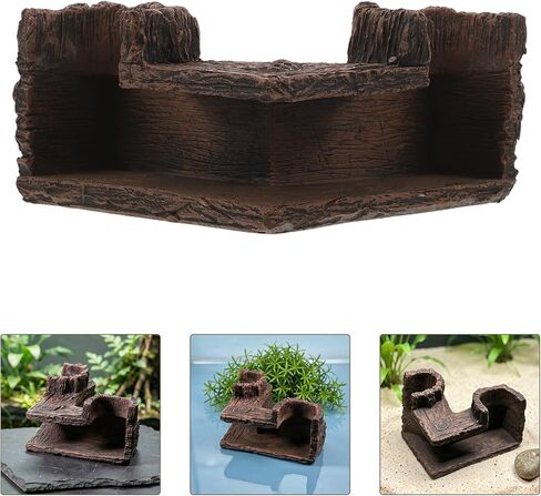 2pcs Aquarium Cave Hide Tunnel Resin Wood-Like Corner Shelter in Kuwait