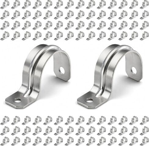 OhLectric OL-43084 Heavy Duty Rigid Pipe Strap - Sturdy One Hole Steel Straps - High-Quality Zinc Plated Steel - Reinforced Rib - Corrosion Resistant - Easy To Install - 1-½ Inches (Pack of 20) in Kuwait