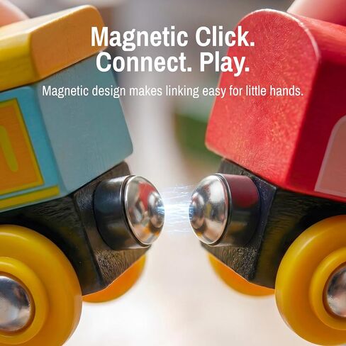 Montessori Animal Wooden Train Toy Set for Kids, 12PCS Magnetic Train Cars with Storage Gift Box, STEM Educational Toy for Boys & Girls, Ages 18Month - 8 Years, Easter Birthday Party Gift in Kuwait