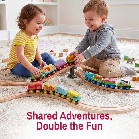 Montessori Animal Wooden Train Toy Set for Kids, 12PCS Magnetic Train Cars with Storage Gift Box, STEM Educational Toy for Boys & Girls, Ages 18Month - 8 Years, Easter Birthday Party Gift in Kuwait