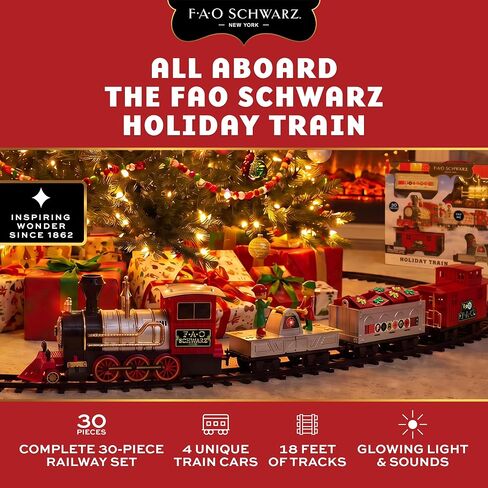 FAO Schwarz 30-Piece Motorized Holiday Train Set with 18 Ft of Track in Kuwait