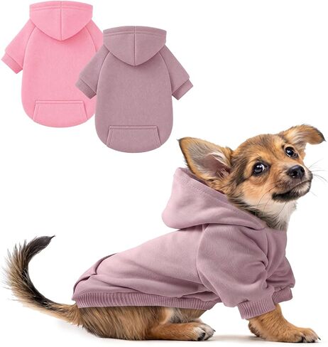 2 Pack Winter Dog Hoodie with Pockets Cozy Puppy Sweatshirt (S) in Kuwait