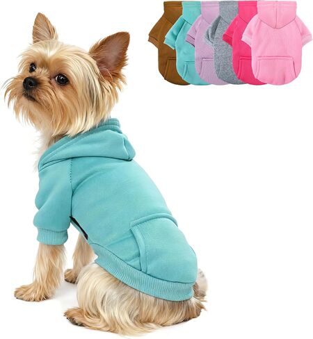 Classic Dog Hoodie Sweater with Pockets Hats for Small Dogs,XXXS,Cadet Blue in Kuwait