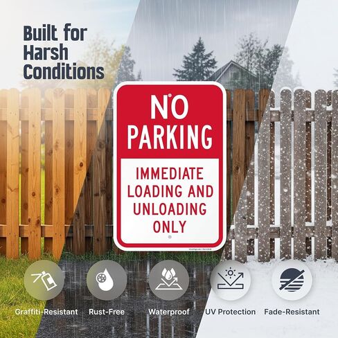 SmartSign "No Parking - Immediate Loading and Unloading Only" Sign | 12" x 18" Aluminum in Kuwait