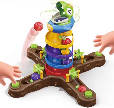 Dinosaur Ball Drop Toy for 3 4 5 6 7 8 Years Old Kids, Dino Spin Twister Toddlers Toy, Shoot Balls Toddler Montessori Toys Gifts for 3-6 Year Old Boys Girls, 2 Players PK Mode in Kuwait