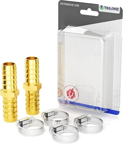 TAILONZ PNEUMATIC Three Way Brass Pipe Fitting Tee T Adapter 3/8" x 3/8" x 3/8" Hose Barb（Pack of 15） in Kuwait