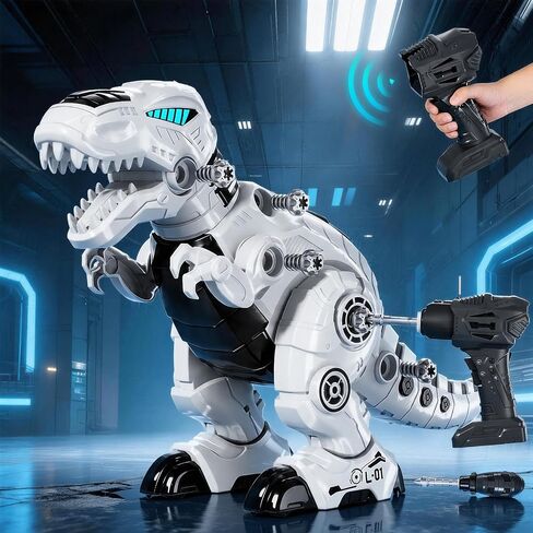 Remote Control & Take Apart Dinosaur Toy for Kids, Electric Walking Robot T-Rex Dino with Sound & Music, Educational STEM Building Toy, Christmas Birthday Gift for Boys Girls Ages 3 4 5 6 7 8+ in Kuwait