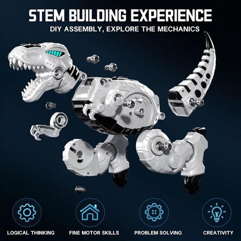 Remote Control & Take Apart Dinosaur Toy for Kids, Electric Walking Robot T-Rex Dino with Sound & Music, Educational STEM Building Toy, Christmas Birthday Gift for Boys Girls Ages 3 4 5 6 7 8+ in Kuwait