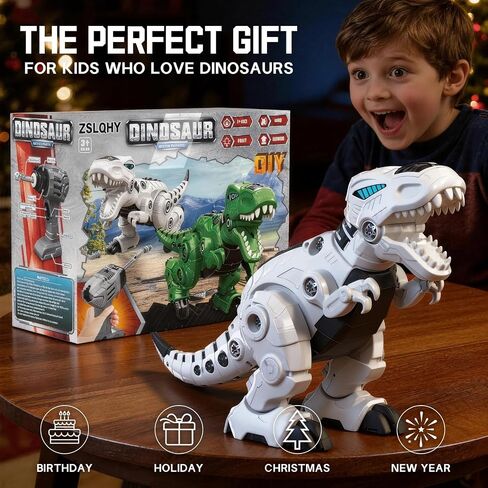 Remote Control & Take Apart Dinosaur Toy for Kids, Electric Walking Robot T-Rex Dino with Sound & Music, Educational STEM Building Toy, Christmas Birthday Gift for Boys Girls Ages 3 4 5 6 7 8+ in Kuwait