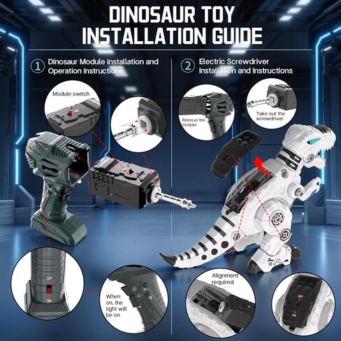 Remote Control & Take Apart Dinosaur Toy for Kids, Electric Walking Robot T-Rex Dino with Sound & Music, Educational STEM Building Toy, Christmas Birthday Gift for Boys Girls Ages 3 4 5 6 7 8+ in Kuwait