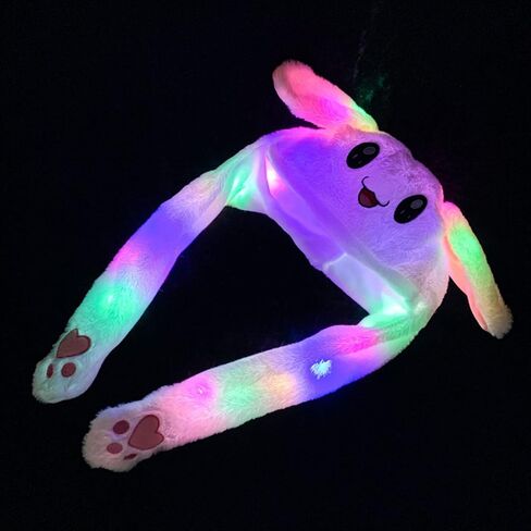 Rabbit Bunny Hat with Moving Ears, Funny Plush Cap for Kids and Adults, Christmas, Cosplay, Party, Cute Animal Hat, Multicolor in Kuwait
