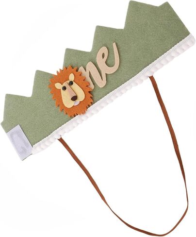 Lion 1st Birthday Crown Jungle Safari Wild One Birthday Hat Wild One Cake Smash Photo Prop with Soft Pom Pom Trim - First Birthday Decorations in Saudi Arabia