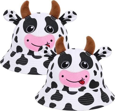 Syhood 2 Pcs Cow Print Bucket Hat Cosplay for Halloween Costume Accessory in Kuwait
