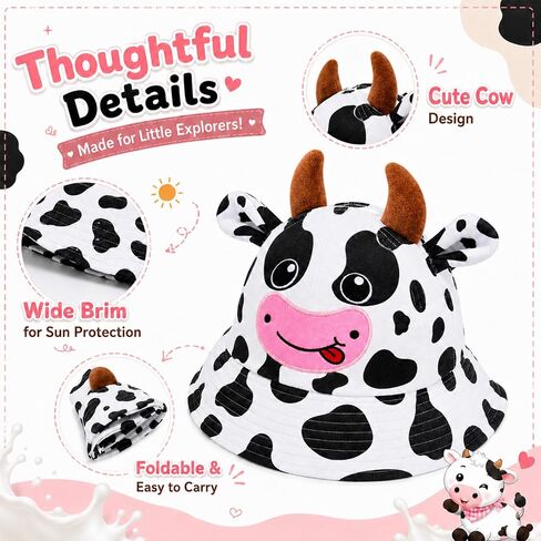 Syhood 2 Pcs Cow Print Bucket Hat Cosplay for Halloween Costume Accessory in Kuwait