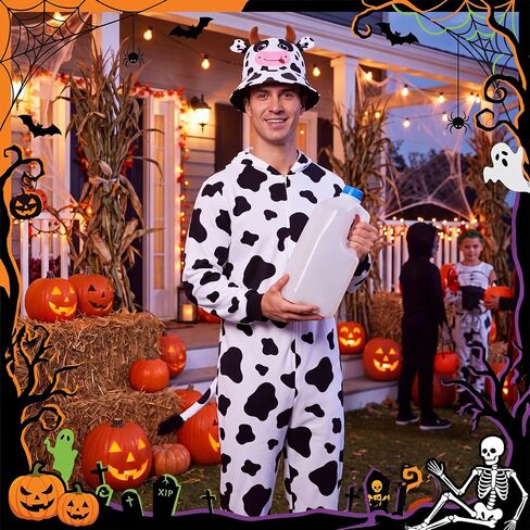 Syhood 2 Pcs Cow Print Bucket Hat Cosplay for Halloween Costume Accessory in Kuwait