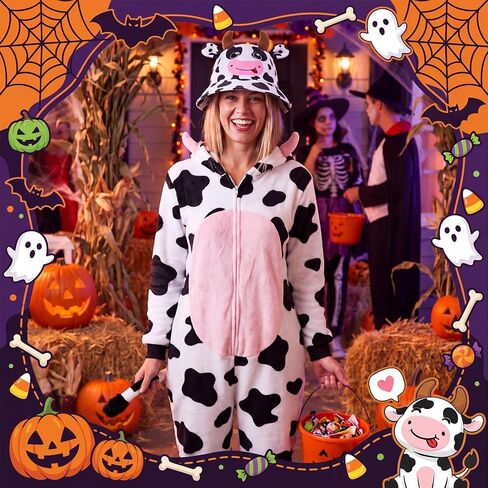 Syhood 2 Pcs Cow Print Bucket Hat Cosplay for Halloween Costume Accessory in Kuwait