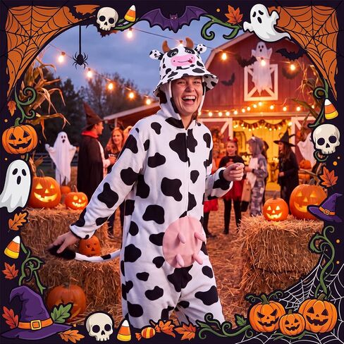 Syhood 2 Pcs Cow Print Bucket Hat Cosplay for Halloween Costume Accessory in Kuwait