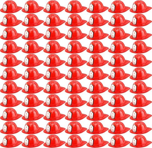 80 Pack Firefighter Hats Bulk Plastic Fireman Helmets Red Fire Chief Helmet for Birthday Halloween Role Play Party Dress Up Accessory in Kuwait