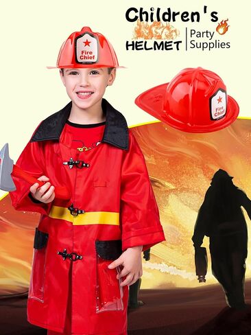 80 Pack Firefighter Hats Bulk Plastic Fireman Helmets Red Fire Chief Helmet for Birthday Halloween Role Play Party Dress Up Accessory in Kuwait